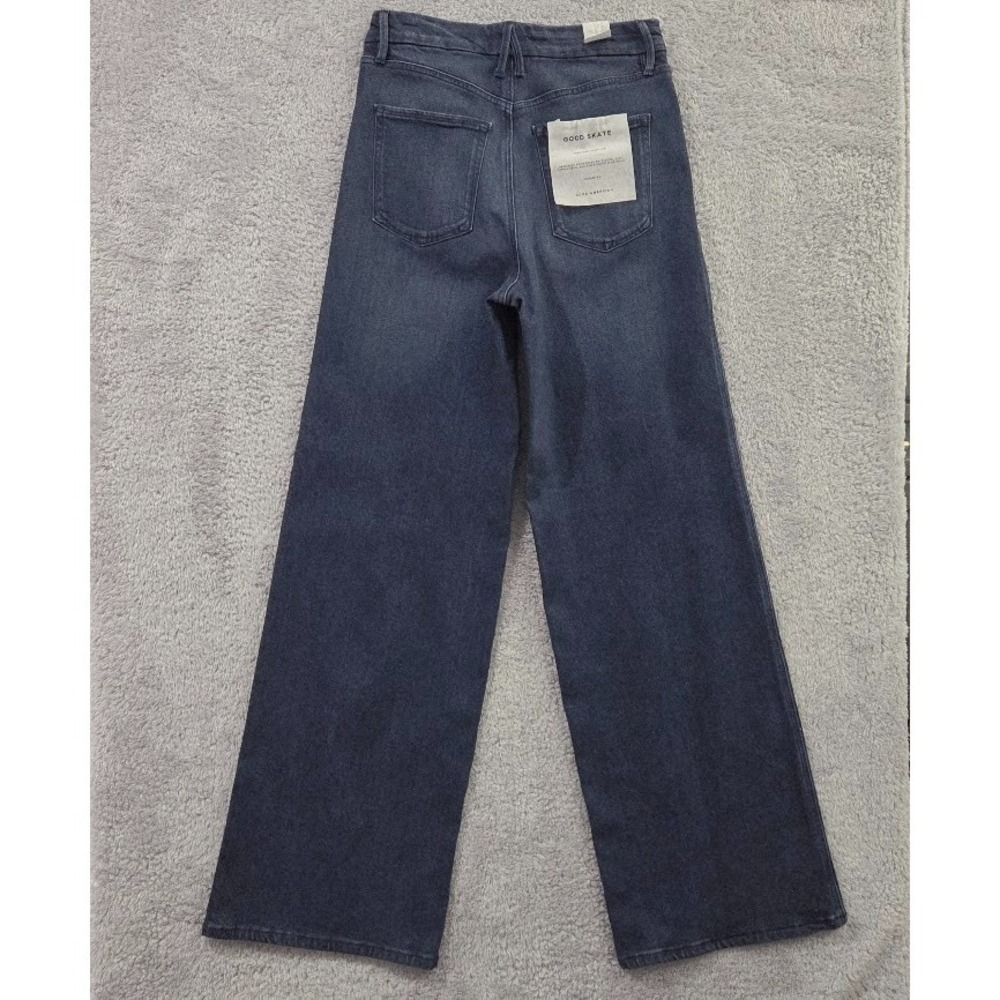 Good American Good Skate Jeans Size 8 High Rise Wide Leg Indigo NWT 34 Inseam - Picture 15 of 16